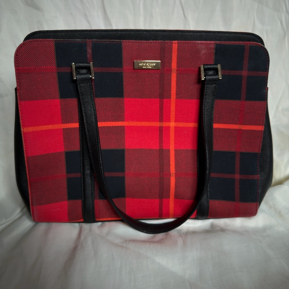 Kate Spade Red and Black Checkered Handbag